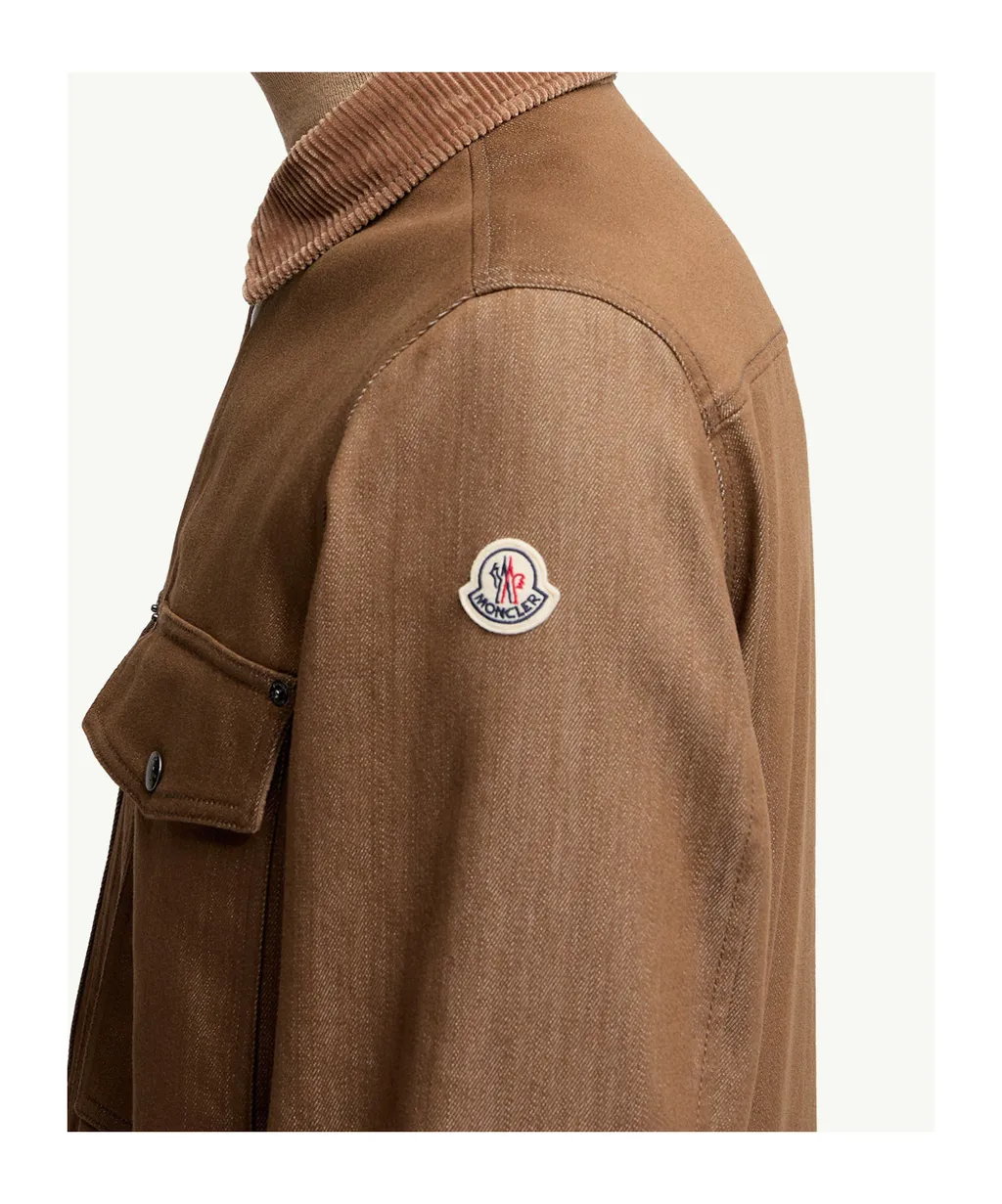 Denim Corduroy-Trimmed Shirt Jacket