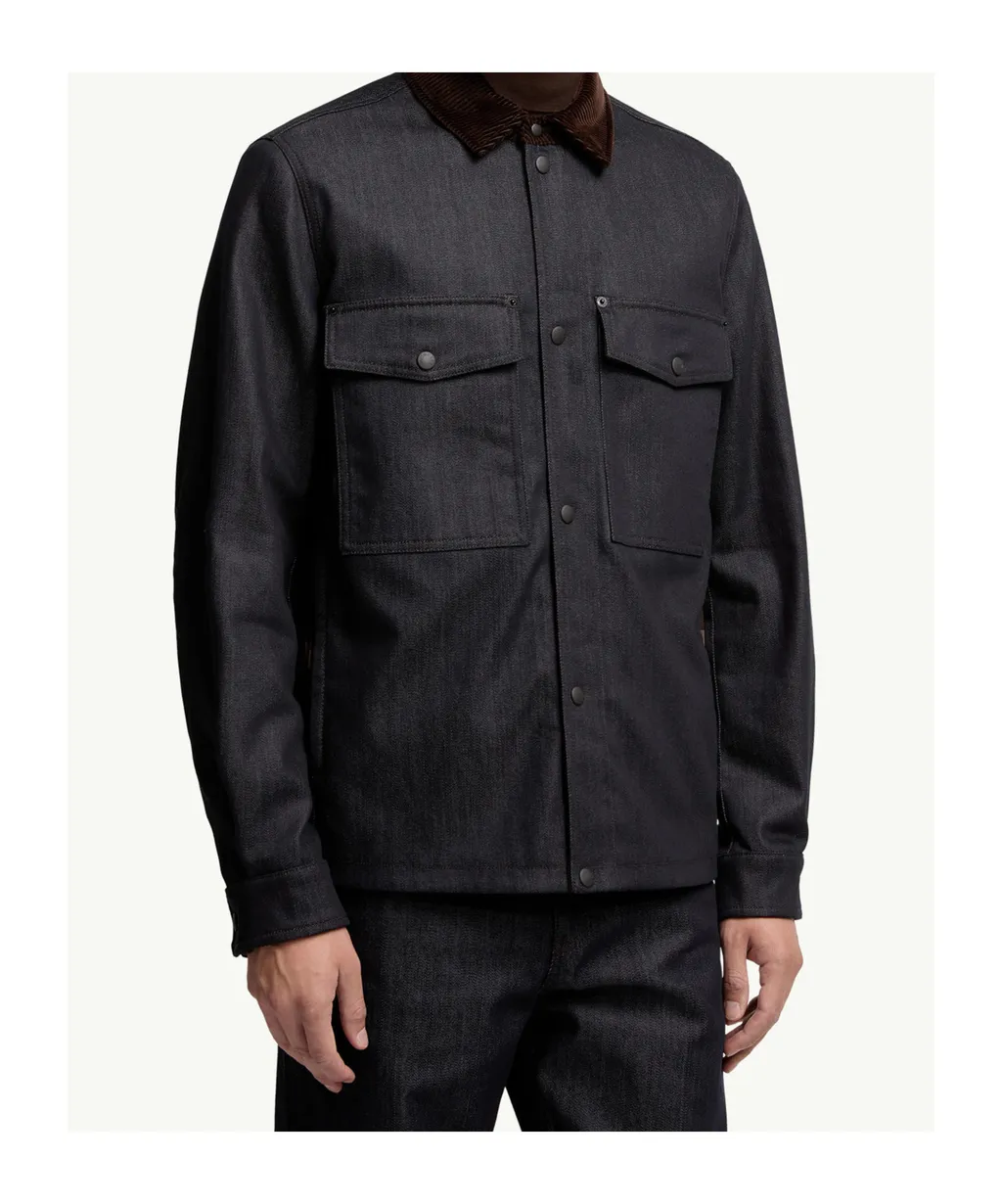 Denim Corduroy-Trimmed Shirt Jacket