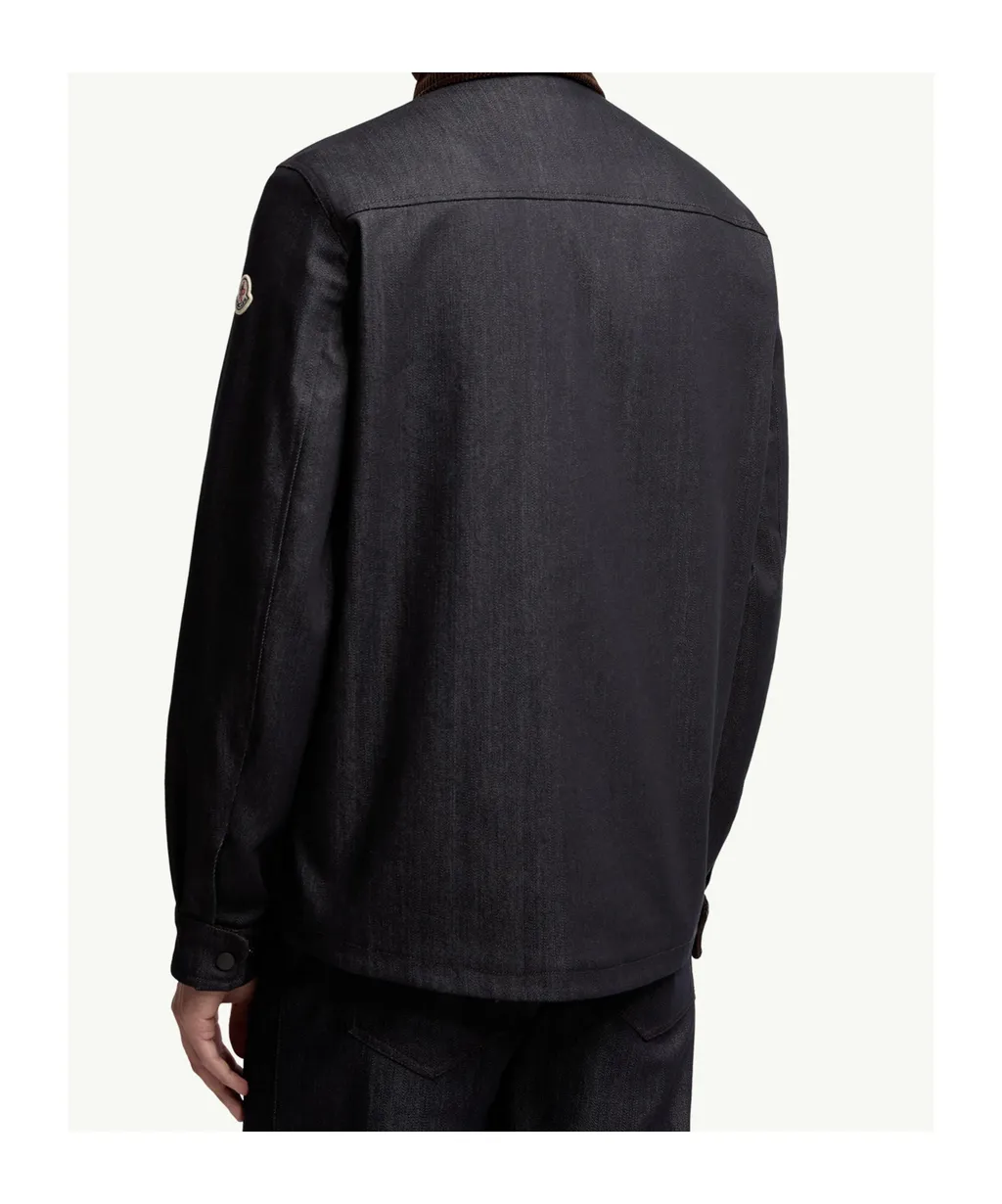 Denim Corduroy-Trimmed Shirt Jacket