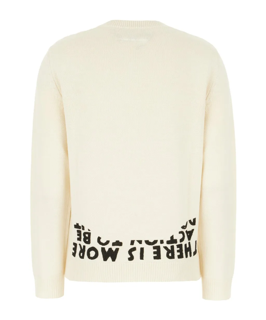 Lettering-Print Wool Sweater