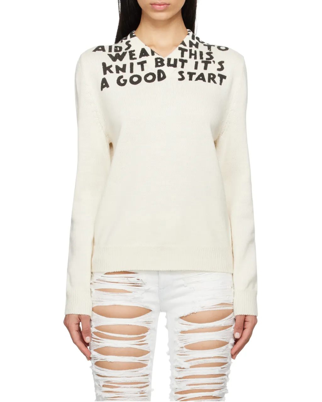 Lettering-Print Wool Sweater