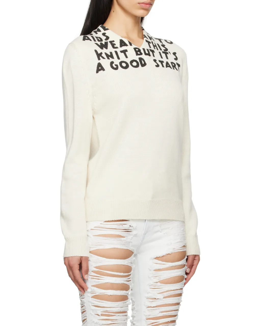 Lettering-Print Wool Sweater