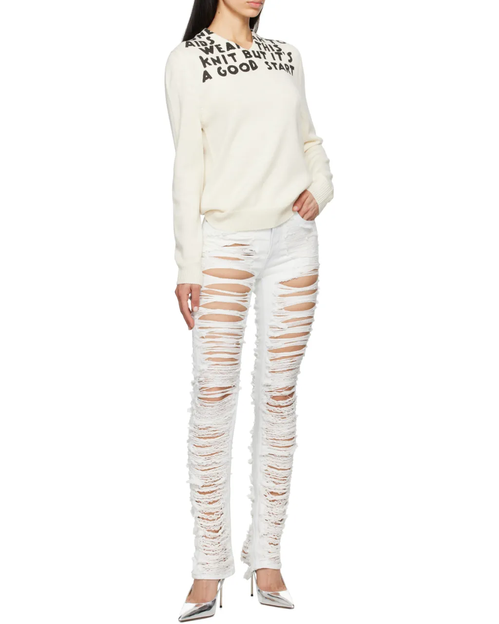 Lettering-Print Wool Sweater