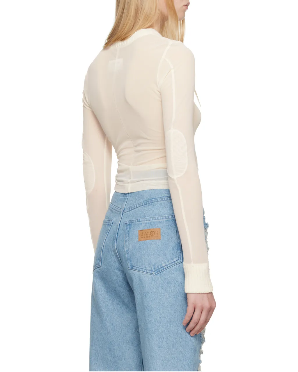 Elastic Jersey Mesh Long-Sleeved Sweater