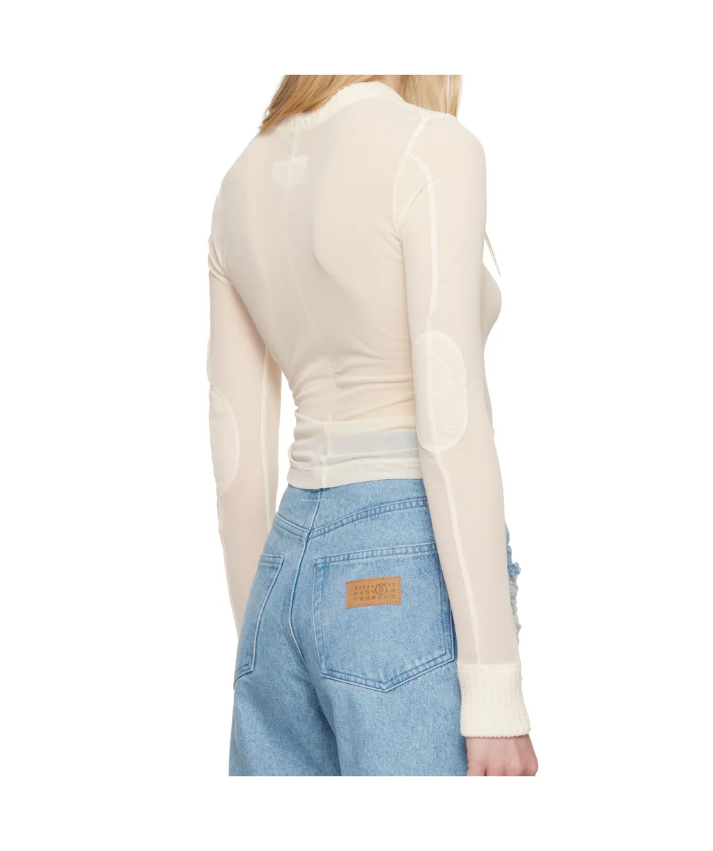 Elastic Jersey Mesh Long-Sleeved Sweater