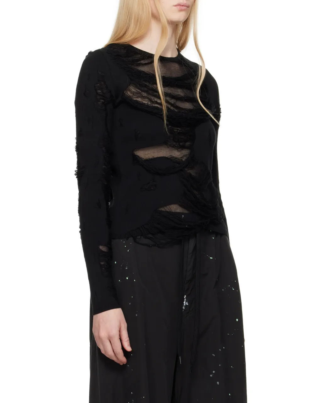 Ripped-Effect Knitted Jumper