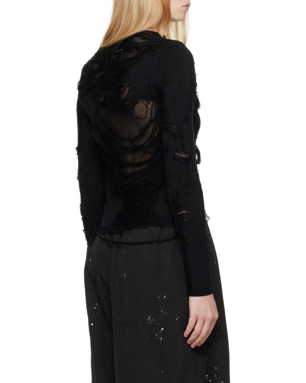 Ripped-Effect Knitted Jumper