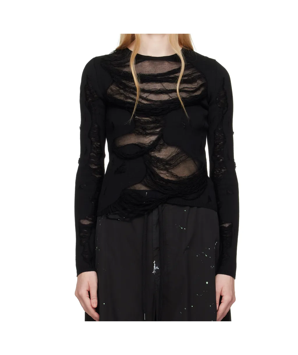 Ripped-Effect Knitted Jumper
