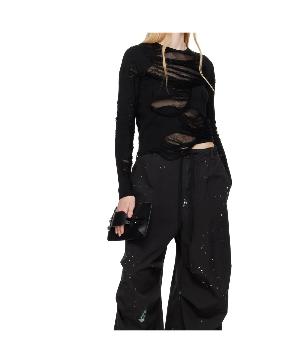 Ripped-Effect Knitted Jumper