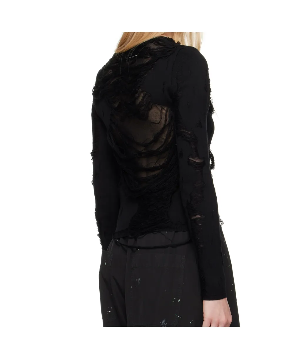 Ripped-Effect Knitted Jumper