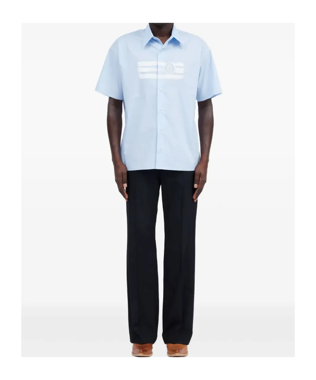 Numbers-Motif Short-Sleeved Shirt