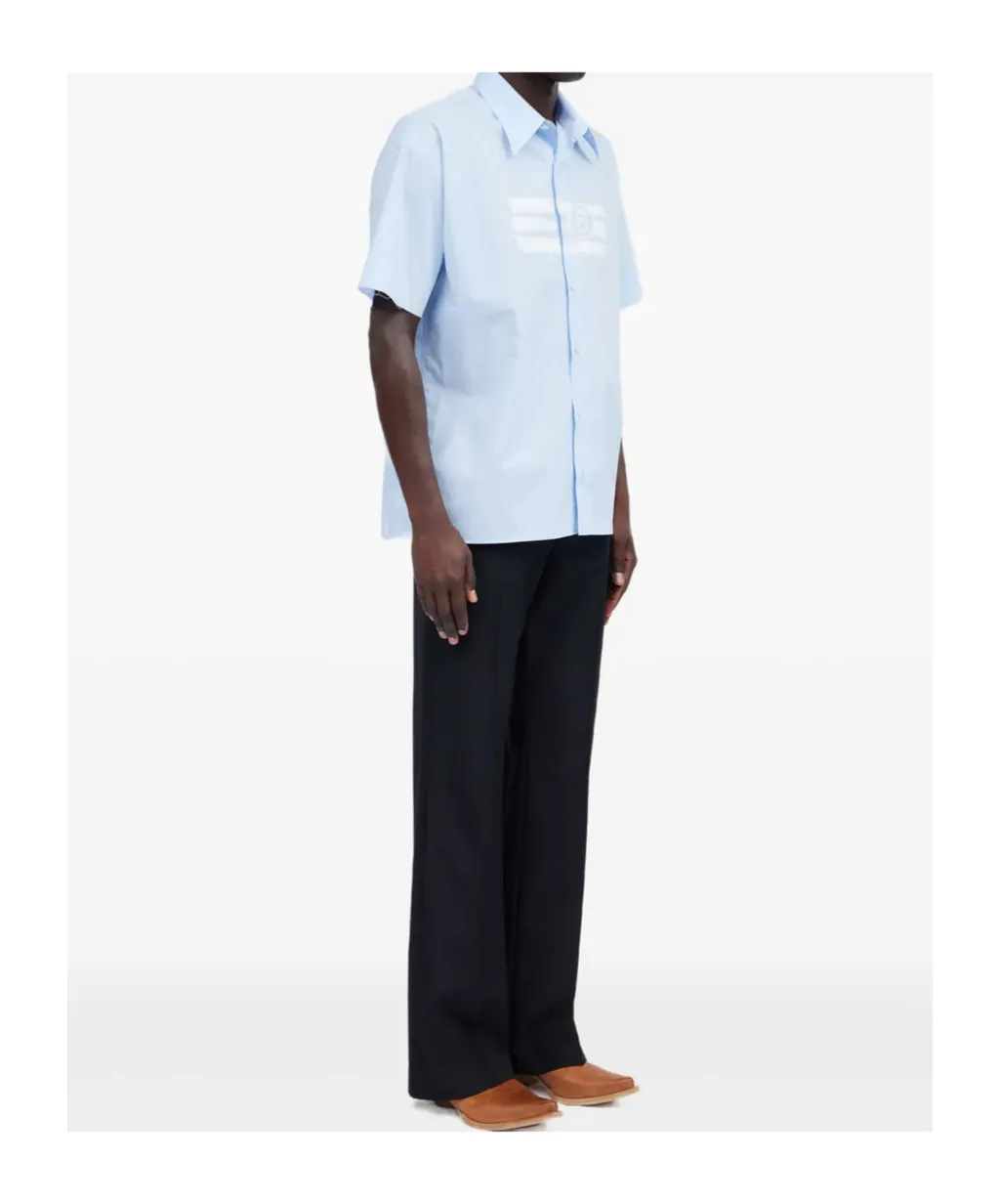 Numbers-Motif Short-Sleeved Shirt