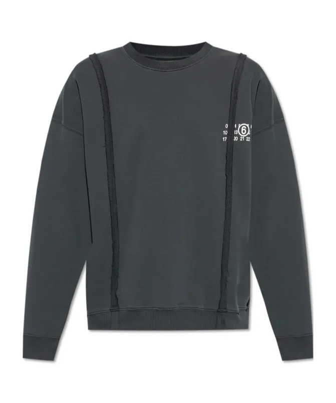 Numbers-Motif Drop Shoulder Sweatshirt