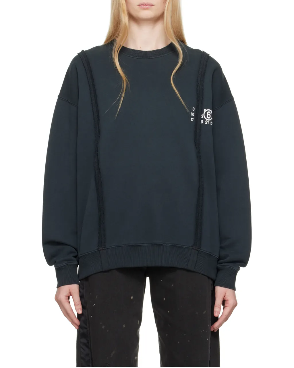 Numbers-Motif Drop Shoulder Sweatshirt