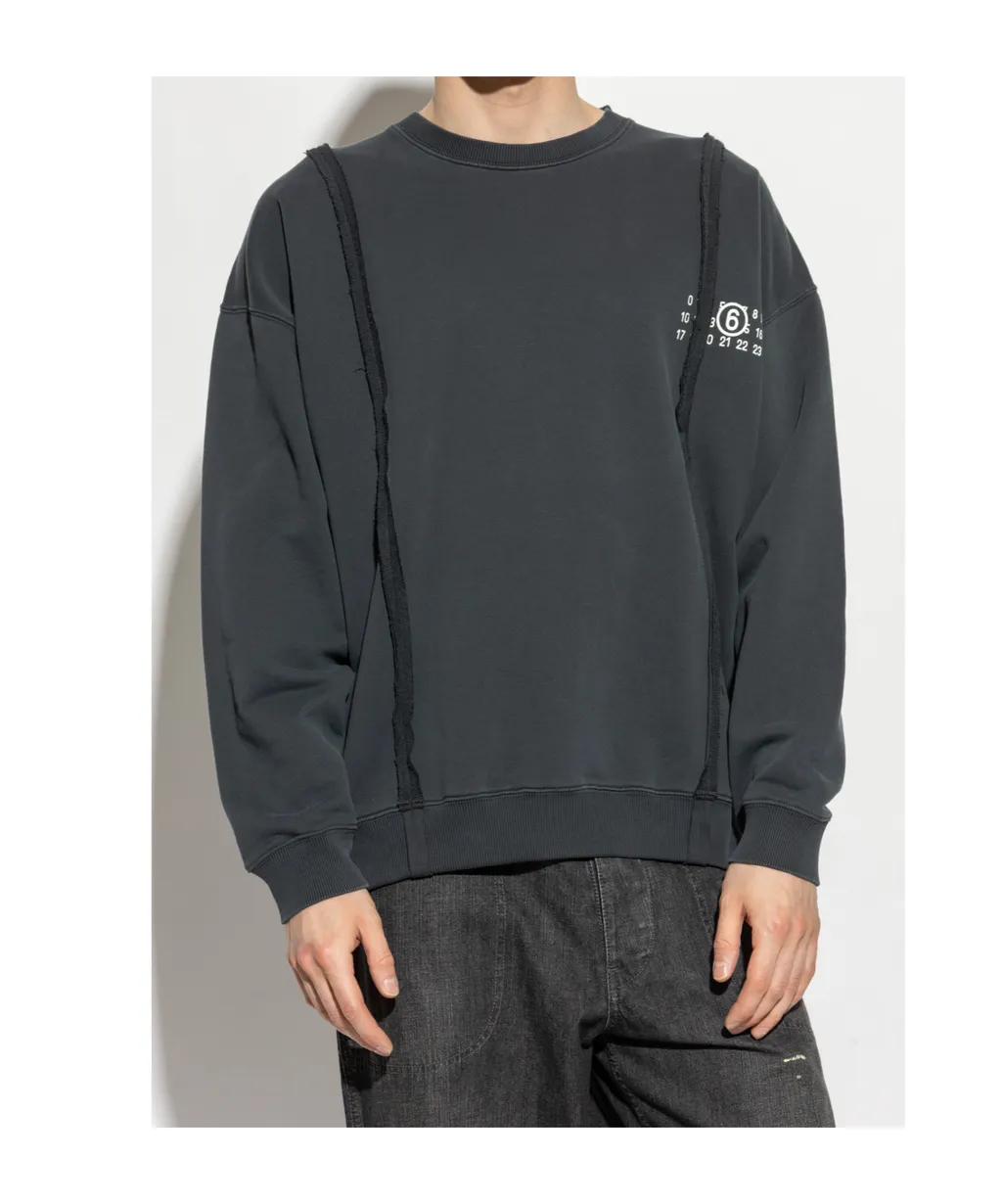 Numbers-Motif Drop Shoulder Sweatshirt