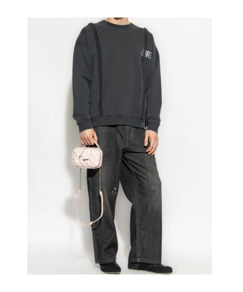 Numbers-Motif Drop Shoulder Sweatshirt
