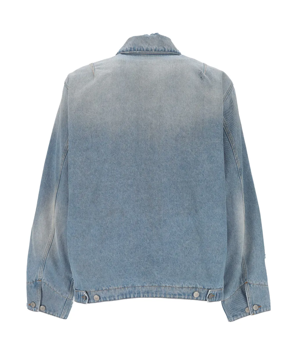 Distressed Zip-Up Denim Jacket