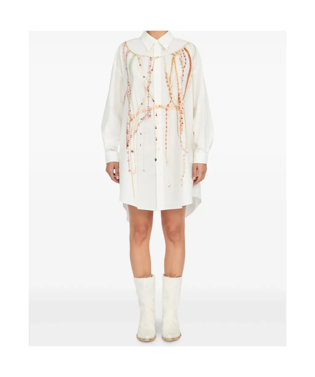Embellished Oversized Shirt Dress