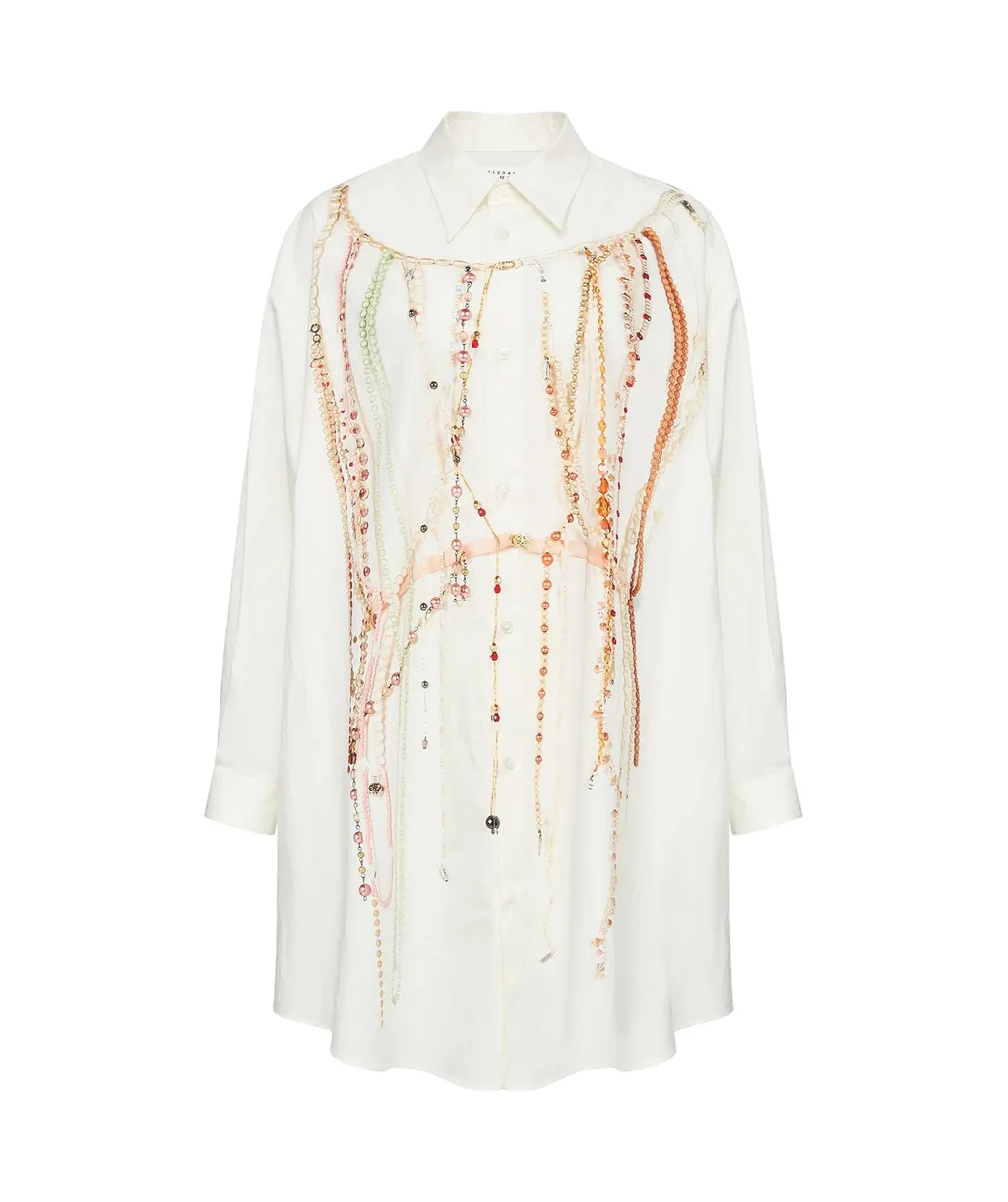 Embellished Oversized Shirt Dress