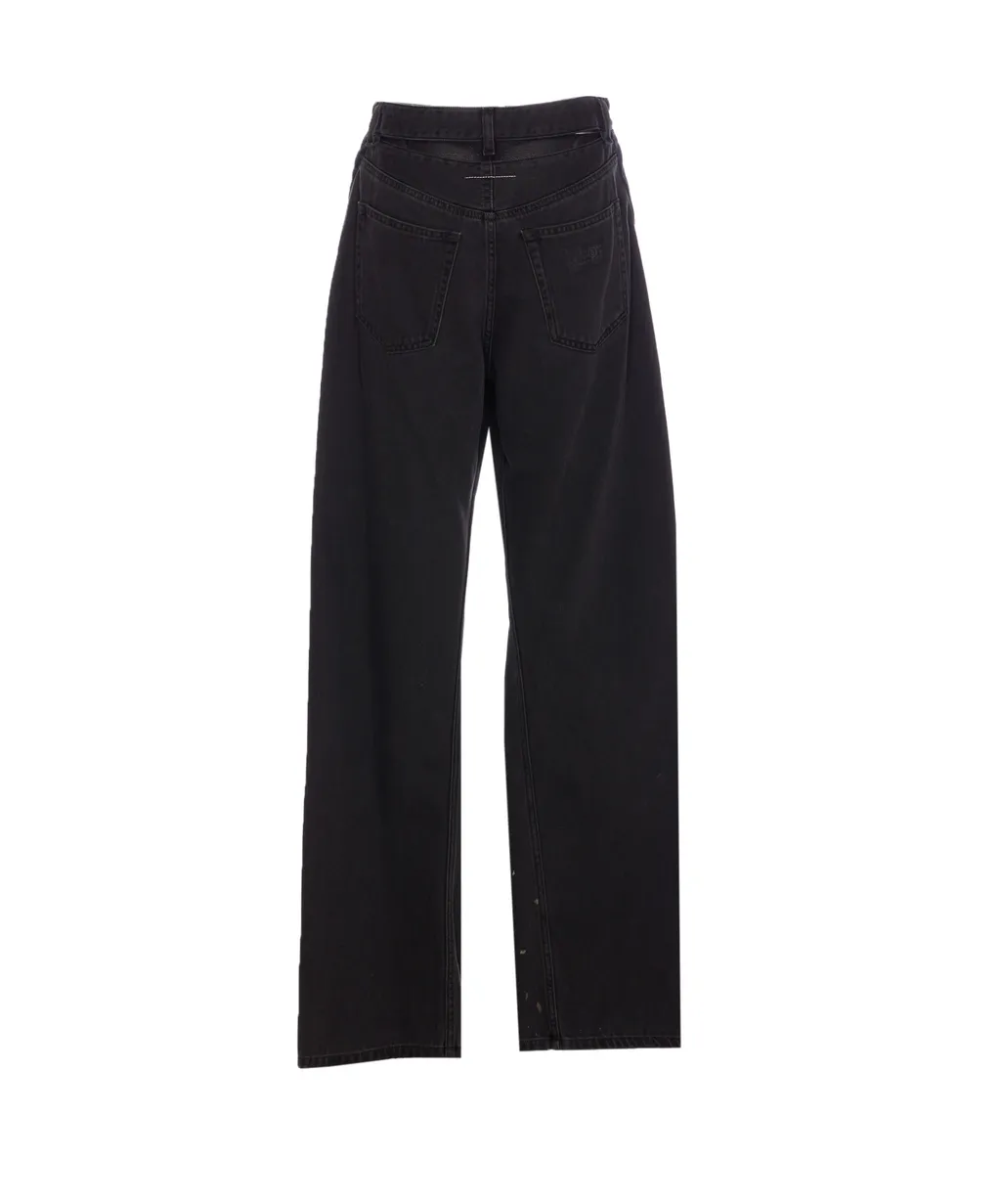 Cut-Out Detailed Straight-Leg Jeans