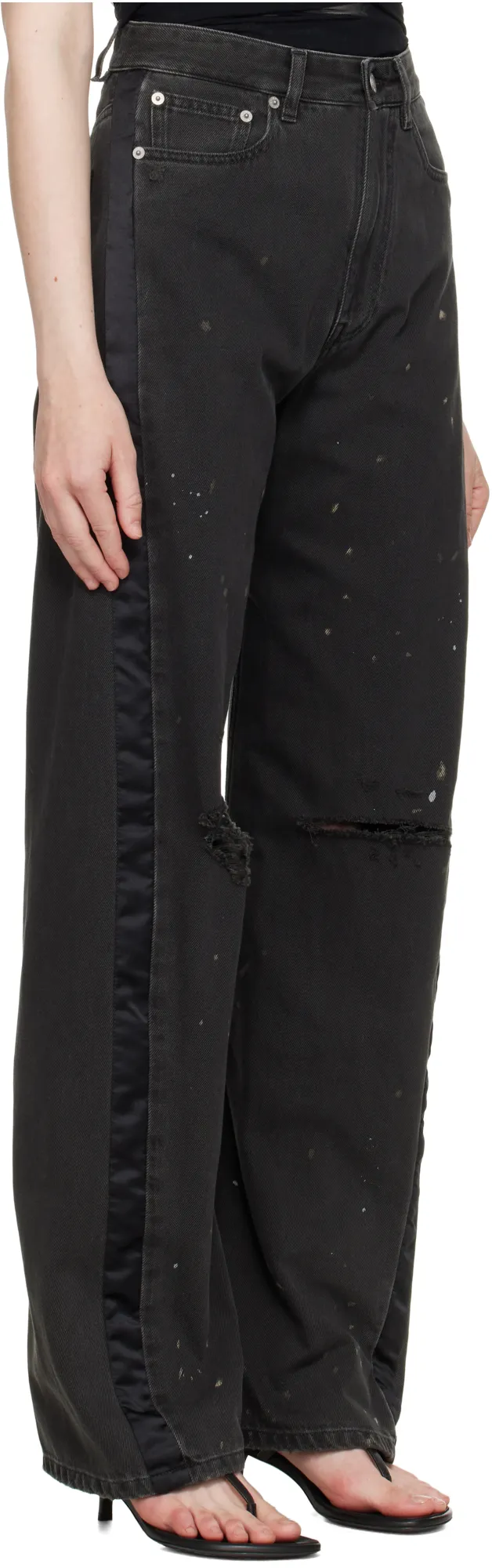 Cut-Out Detailed Straight-Leg Jeans