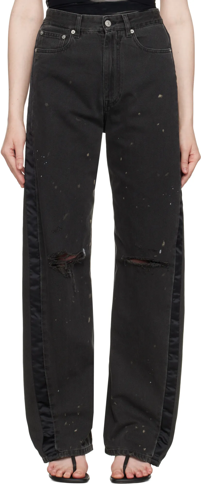 Cut-Out Detailed Straight-Leg Jeans