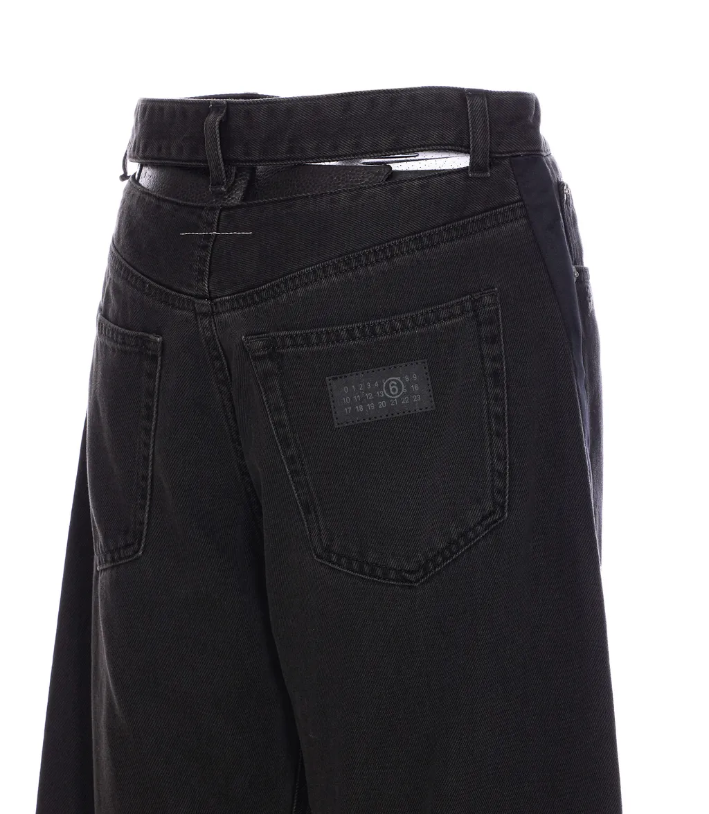 Cut-Out Detailed Straight-Leg Jeans