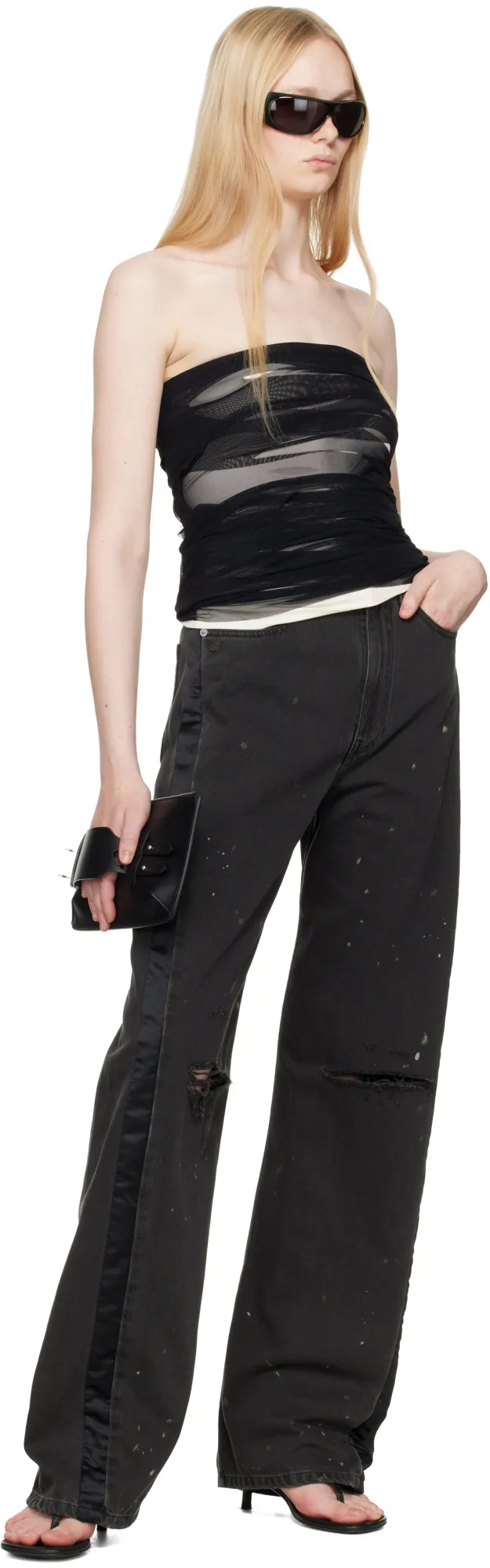 Cut-Out Detailed Straight-Leg Jeans