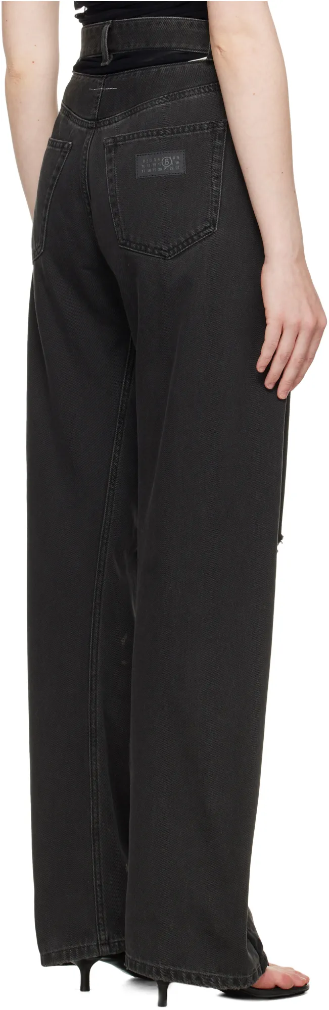 Cut-Out Detailed Straight-Leg Jeans