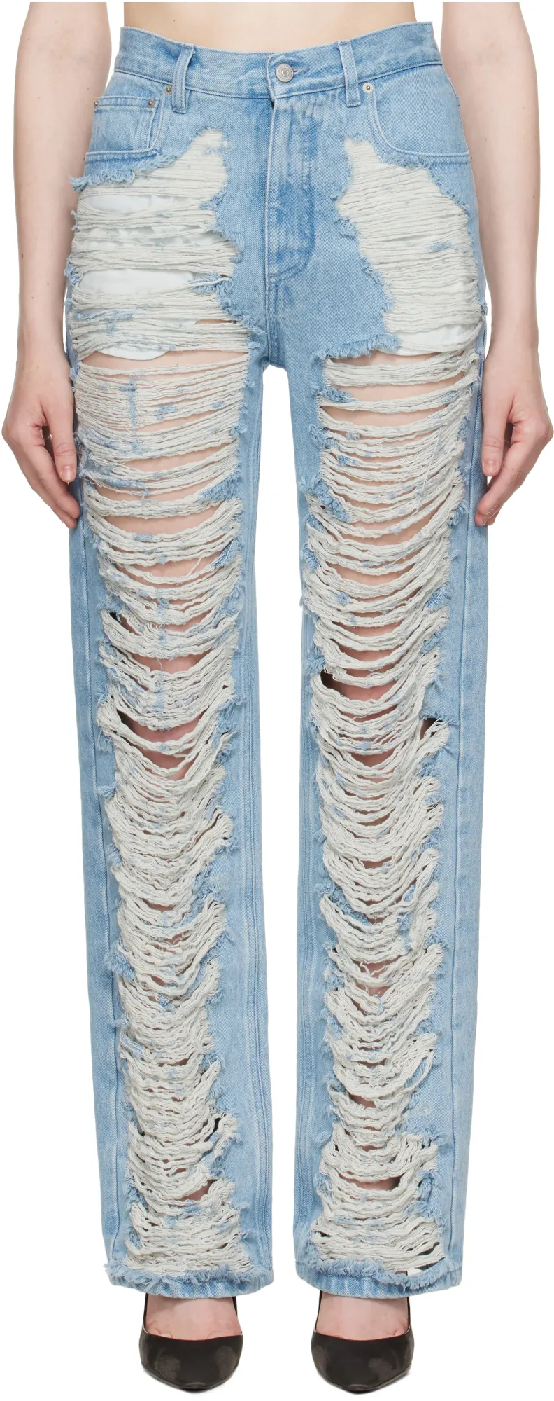 Ripped Straight Leg Jeans