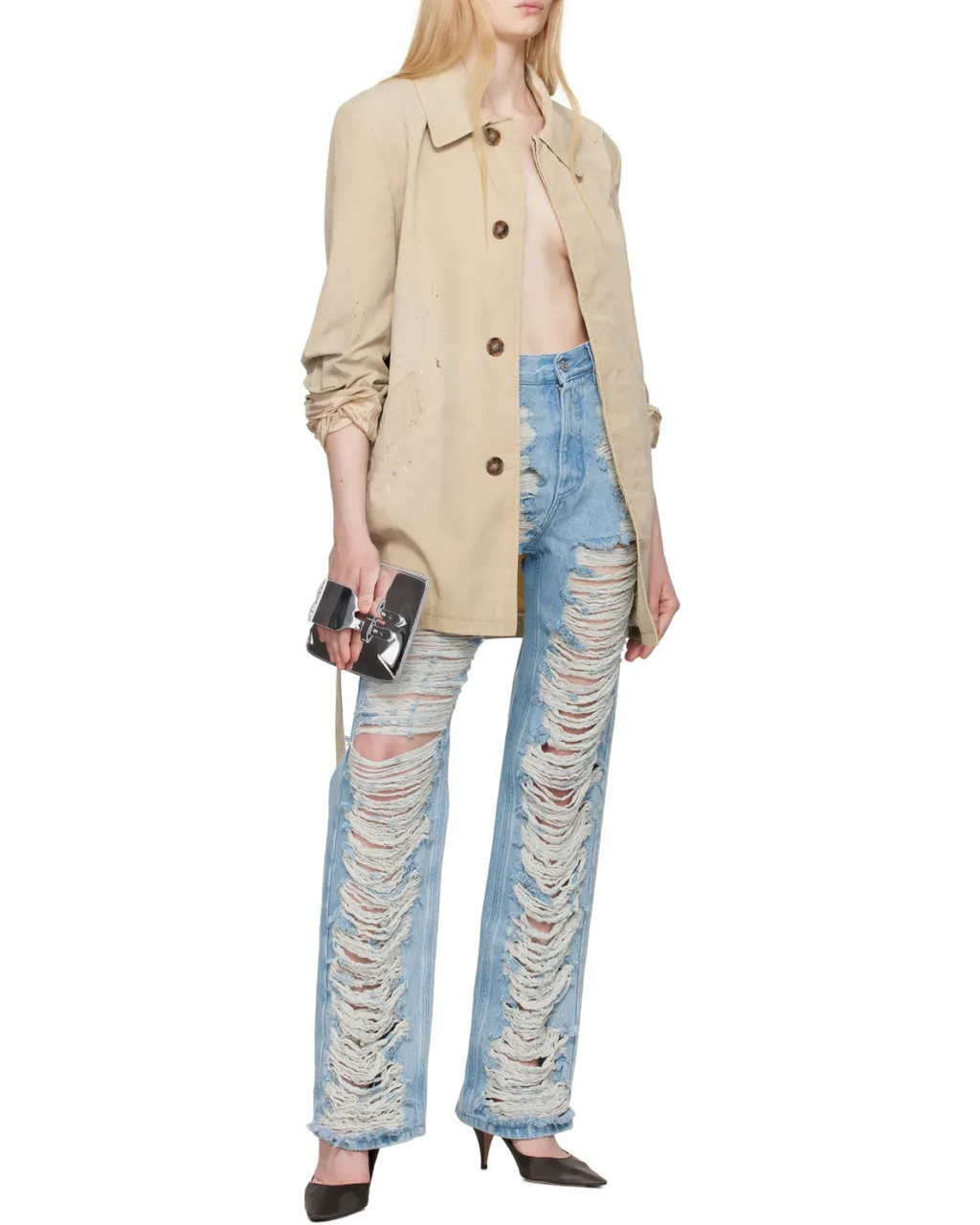 Ripped Straight Leg Jeans
