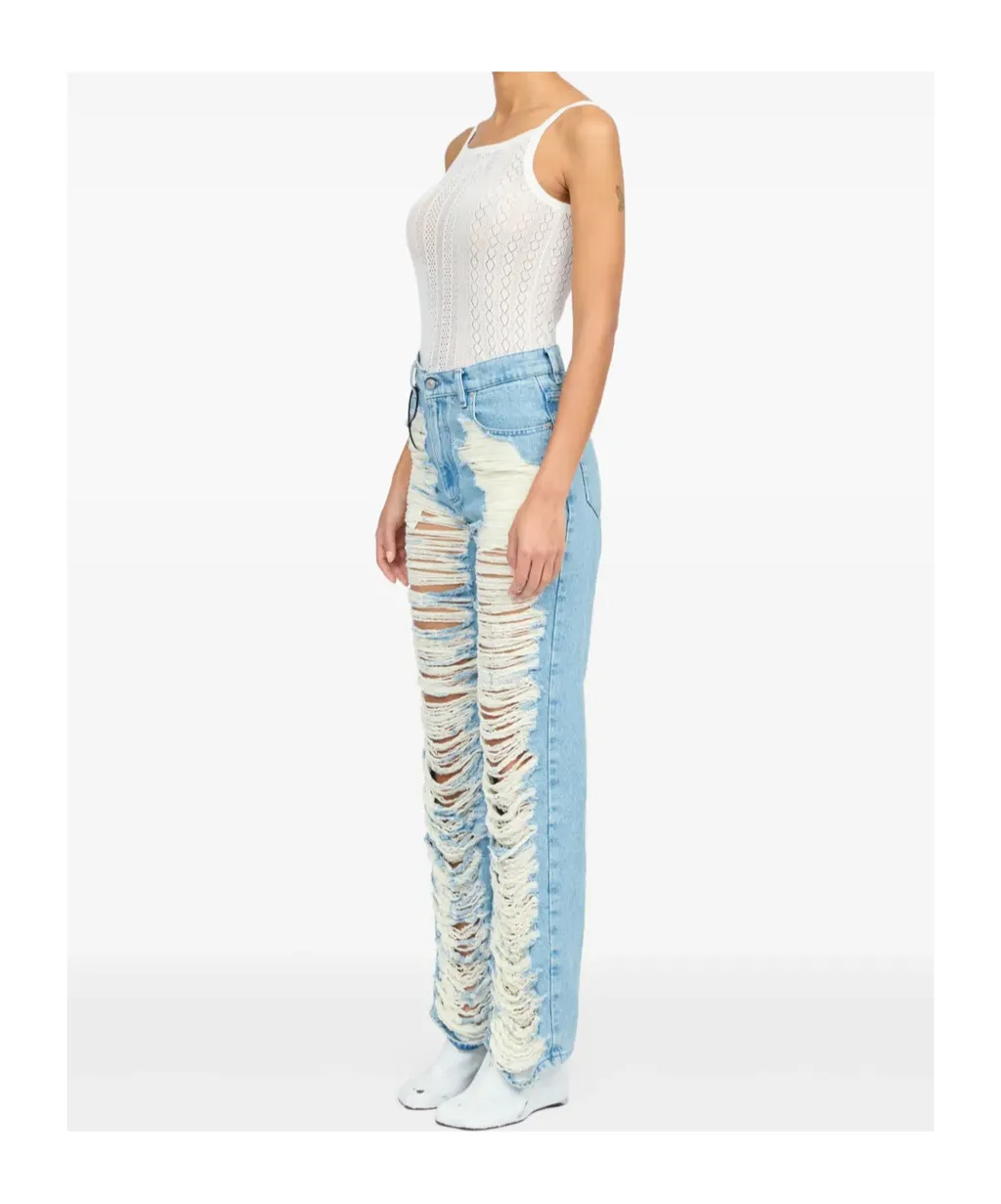 Ripped Straight Leg Jeans