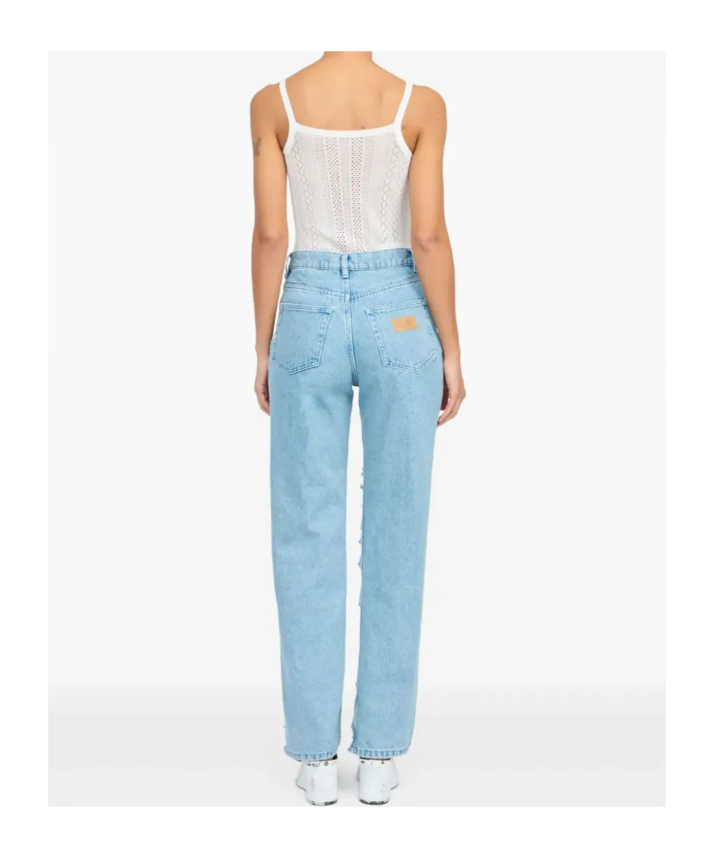 Ripped Straight Leg Jeans