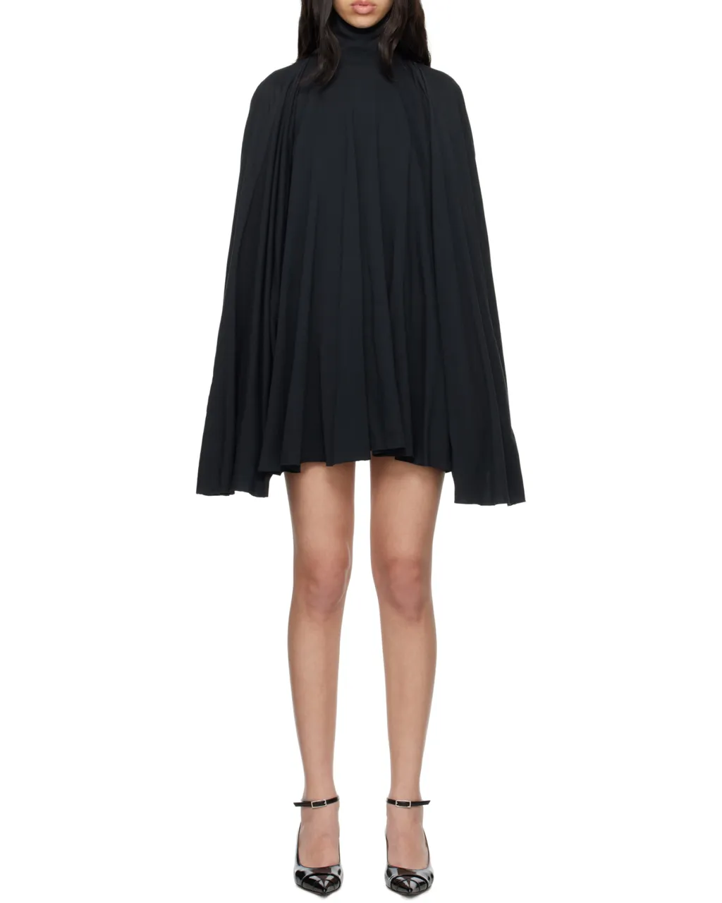 Long-Sleeved High Neck Mini Dress