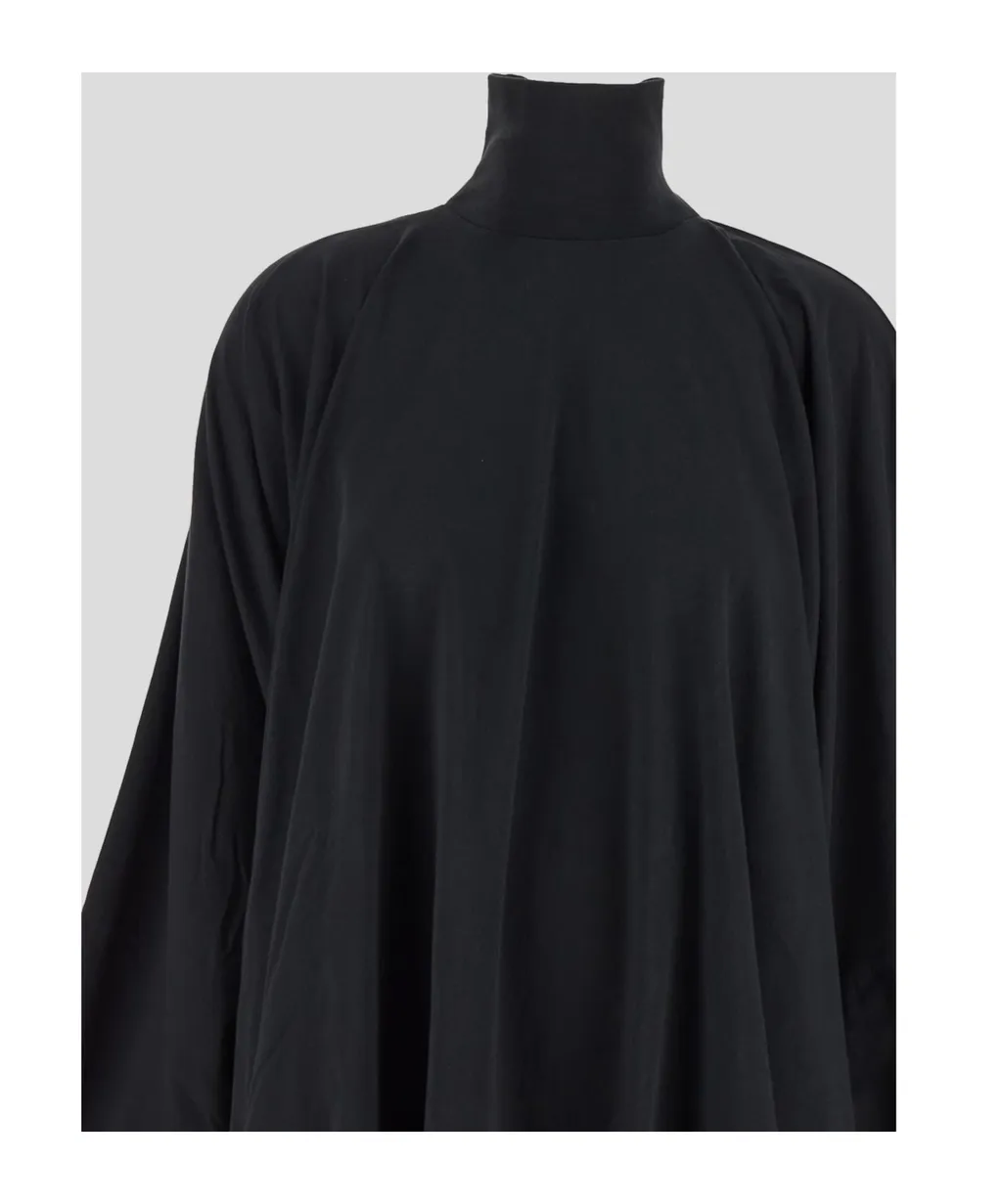 Long-Sleeved High Neck Mini Dress