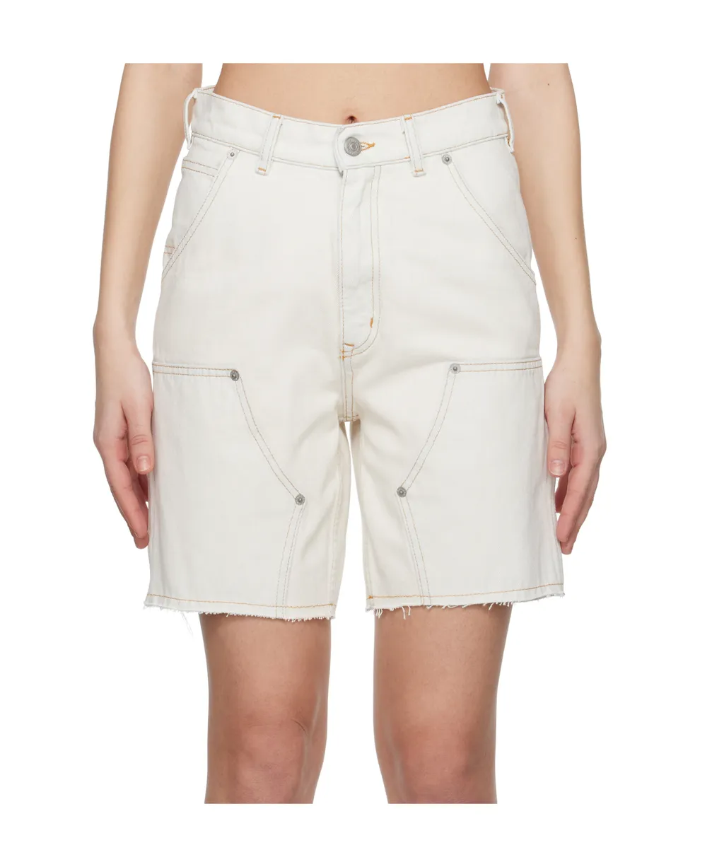 Numbers-Motif Denim Shorts