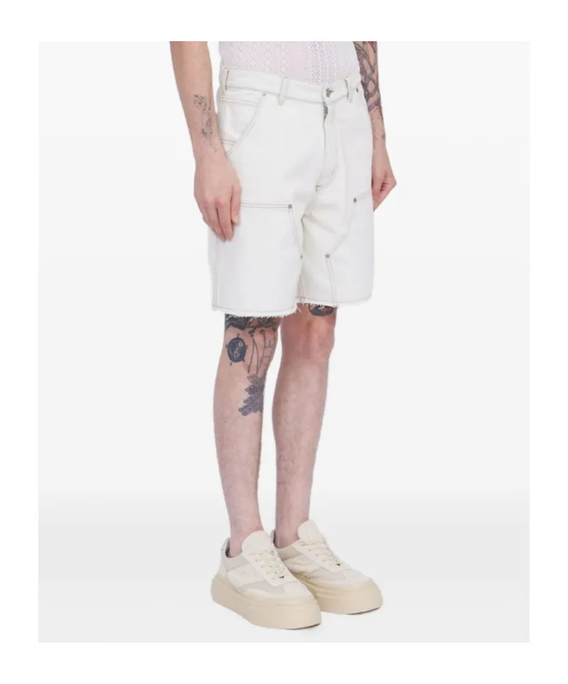 Numbers-Motif Denim Shorts