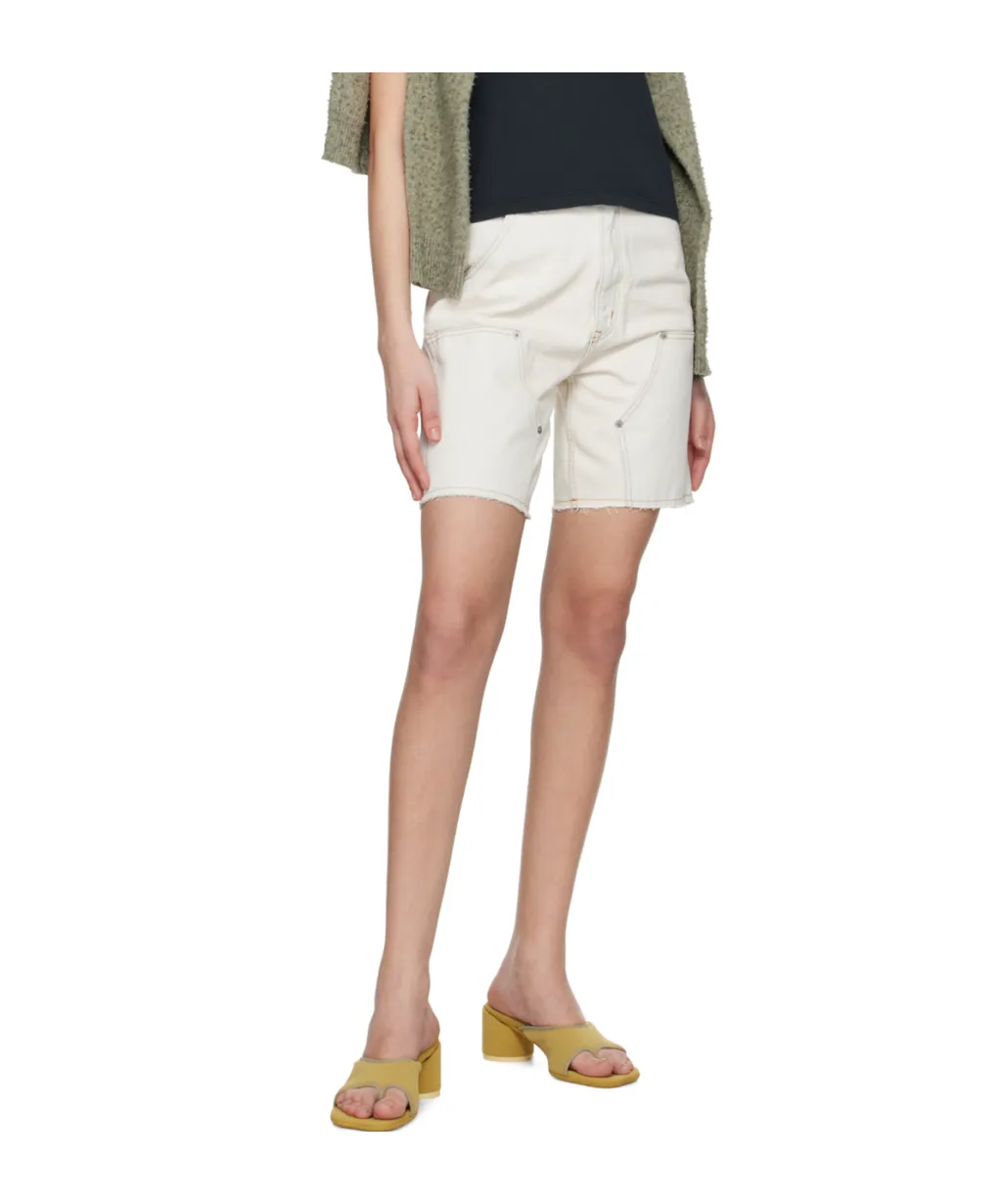 Numbers-Motif Denim Shorts