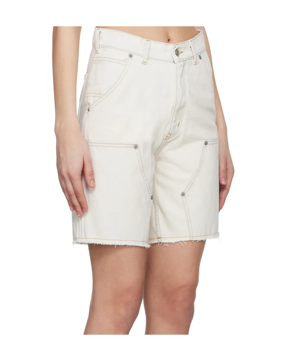 Numbers-Motif Denim Shorts