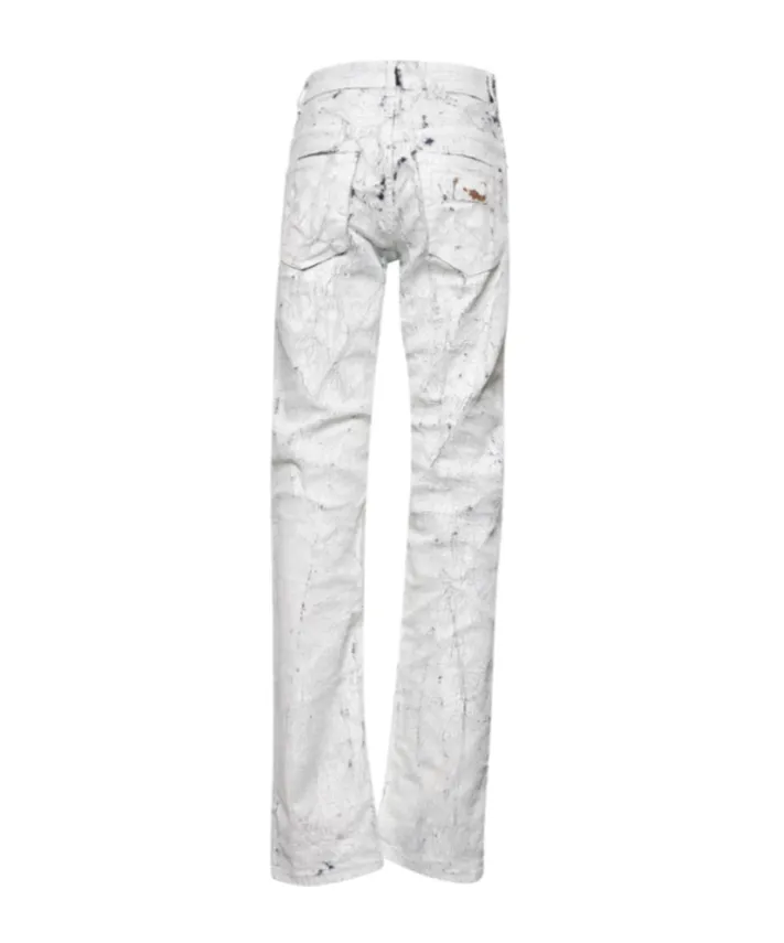 Craquele Effect Paint Slim Fit Jeans