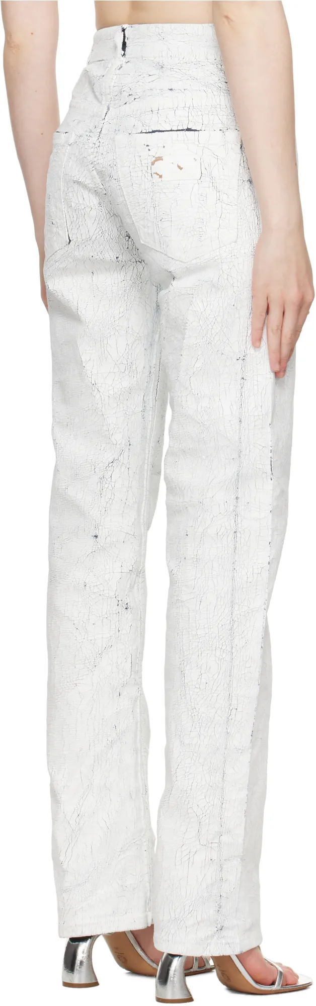 Craquele Effect Paint Slim Fit Jeans