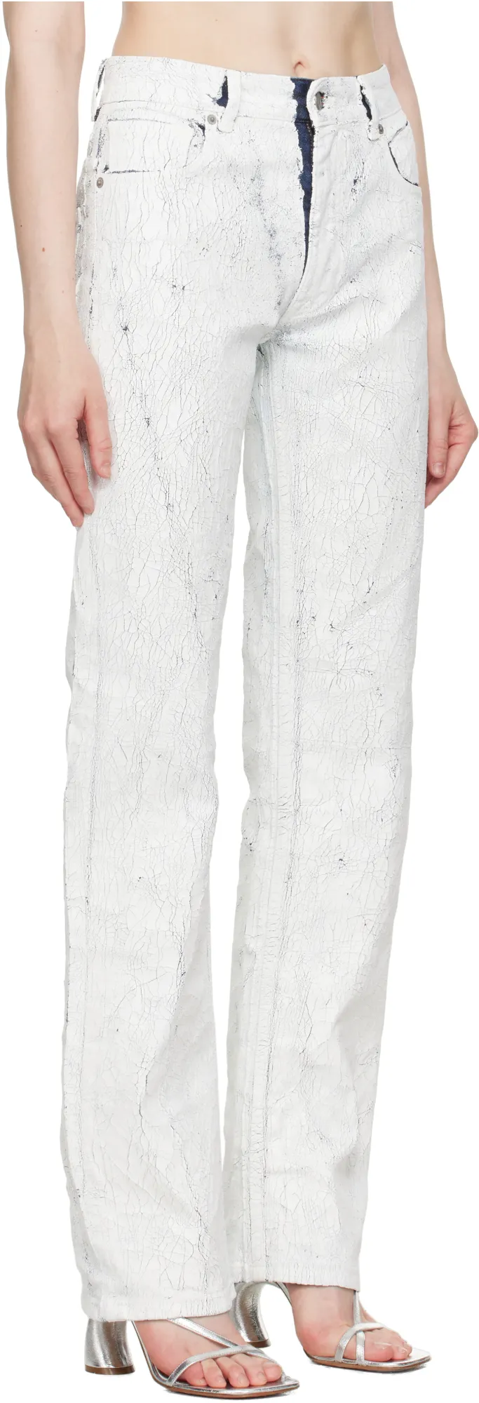 Craquele Effect Paint Slim Fit Jeans