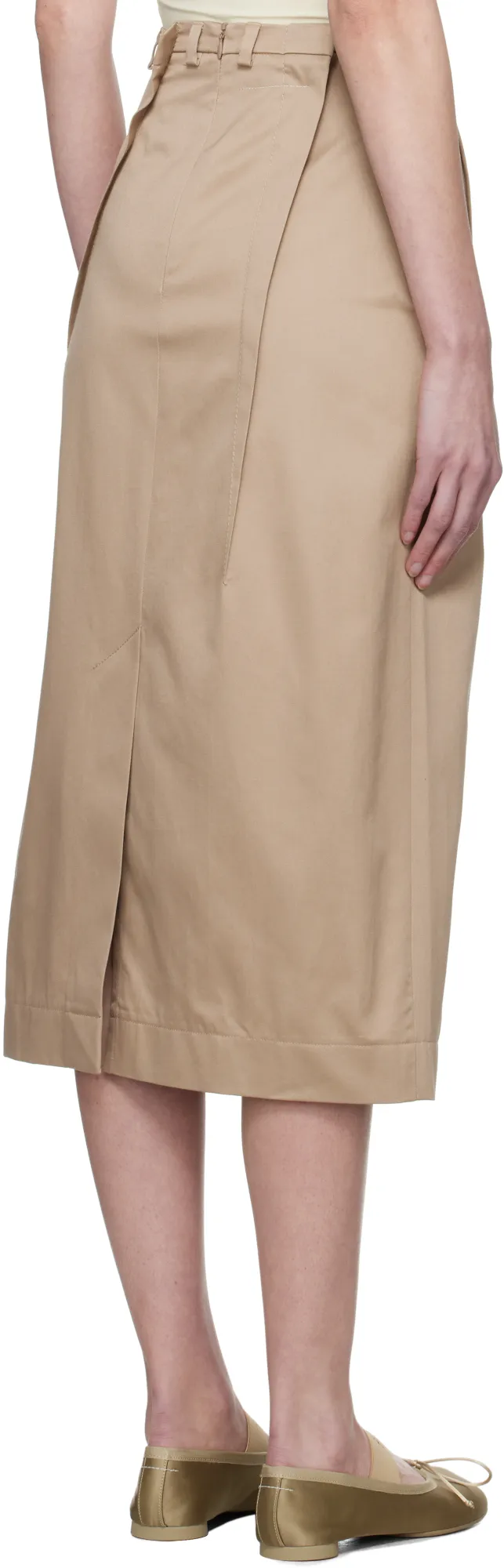Twill Darting Midi Skirt