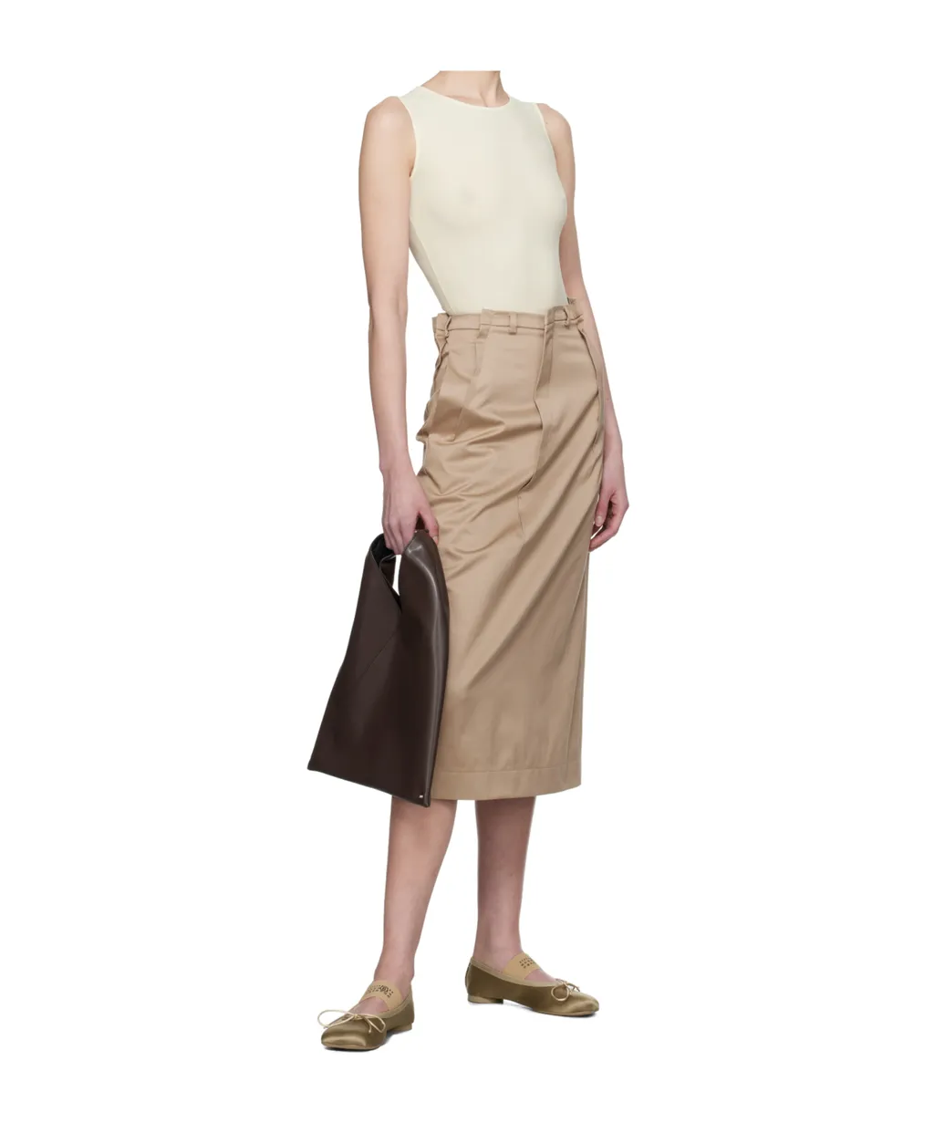 Twill Darting Midi Skirt