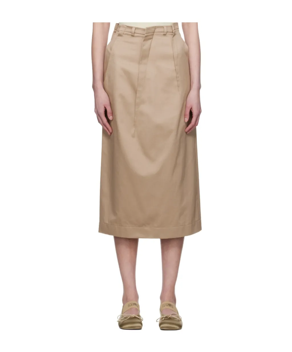 Twill Darting Midi Skirt