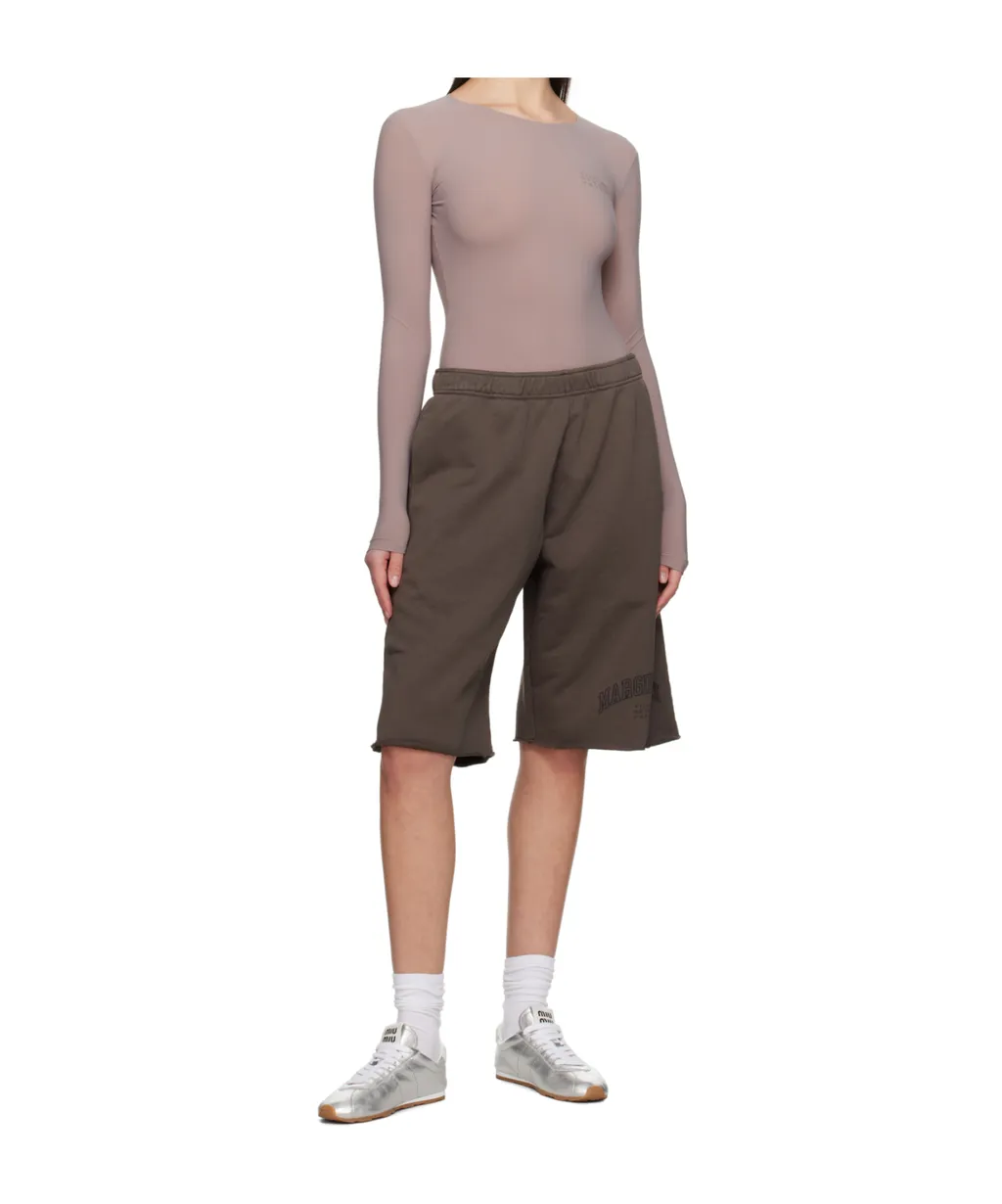 Number Motif Distressed Shorts