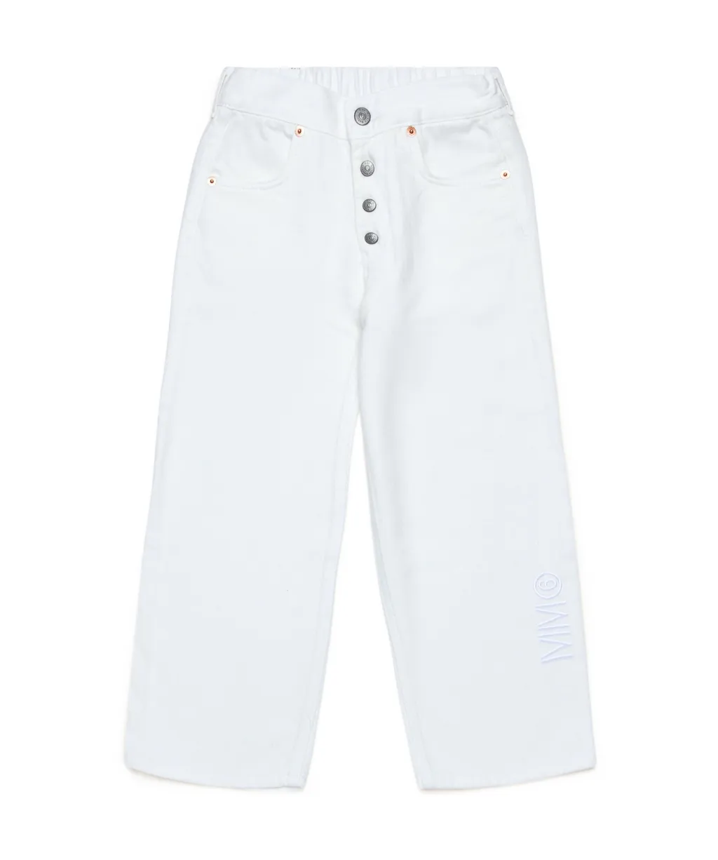 Logo Embroidered Elastic Waist Jeans
