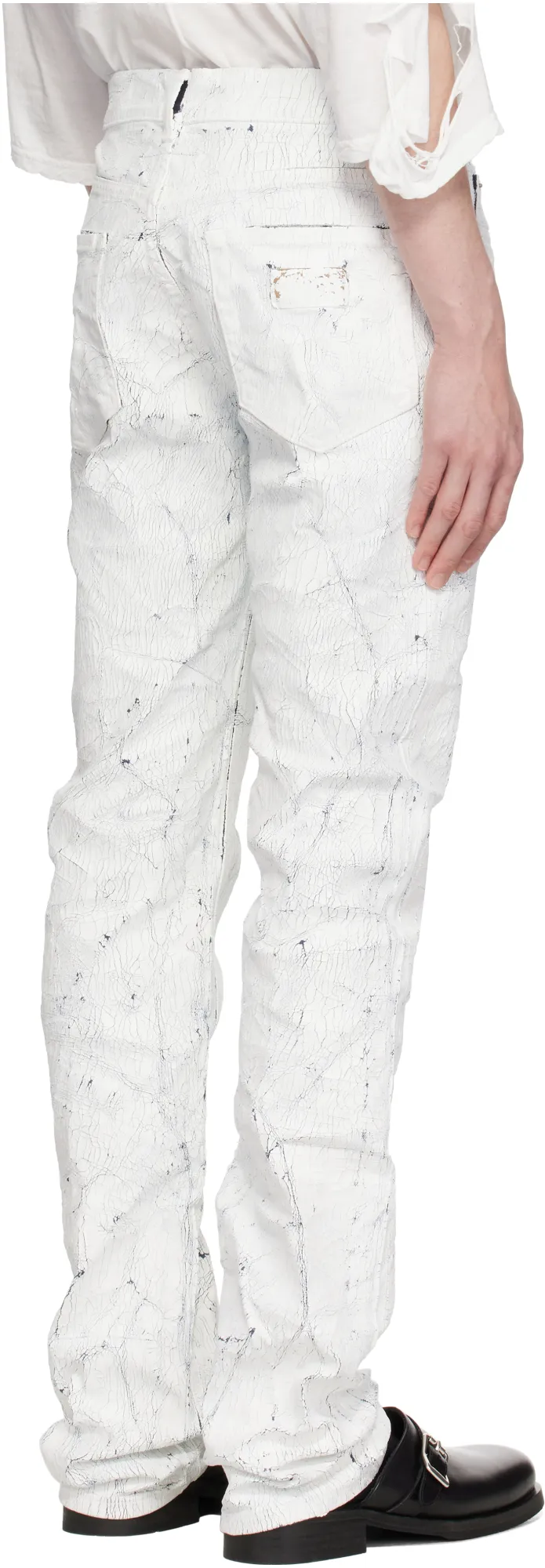 Cracked-Effect Straight-Leg Jeans
