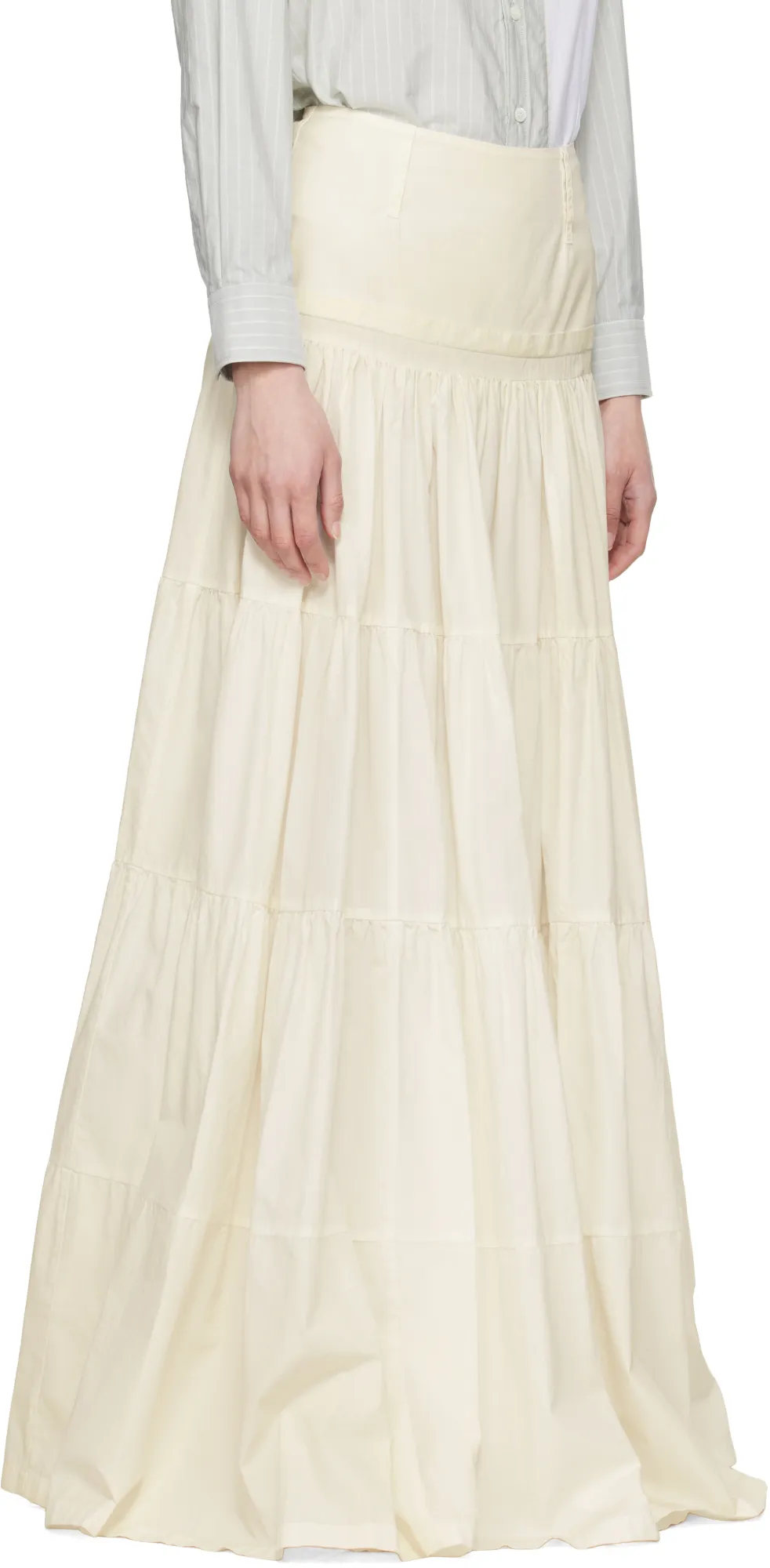 High Waist Midi Flounced Skirt