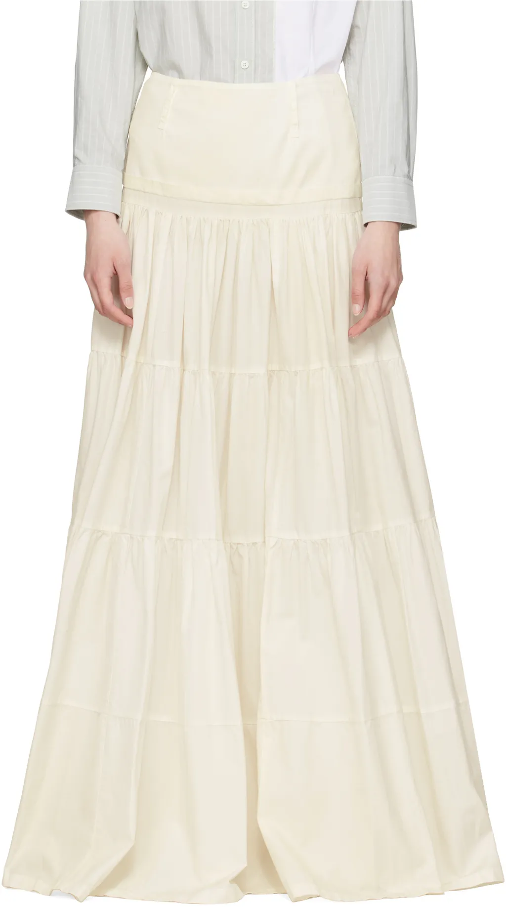High Waist Midi Flounced Skirt